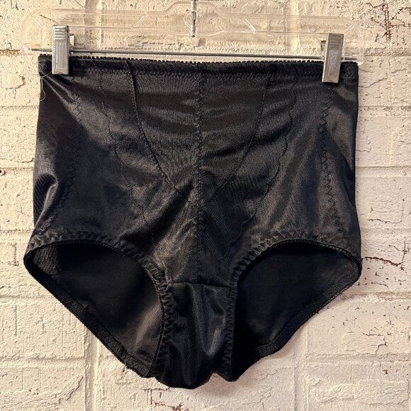 Vintage Black High-Waist Shapewear Briefs | No Tag | Retro Smoothing Girdle - Picture 1 of 8